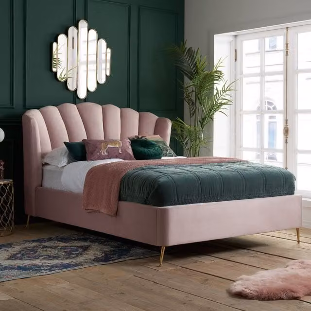 Birlea Lottie Pink Velvet Fabric Ottoman Bed Frame, Double (140 x 200 cm) – 1
