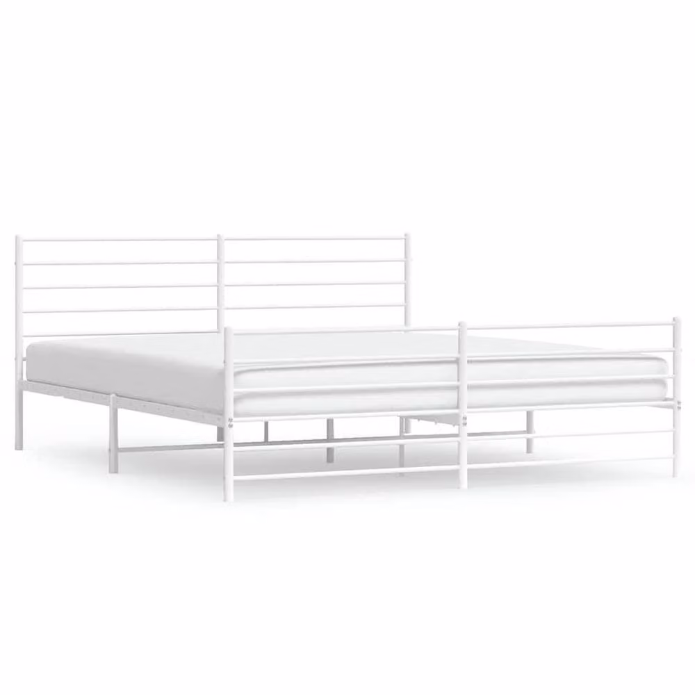 Berkfield Home Metal Bed Frame with Headboard and Footboard in White, W: 183 cm, D: 187 cm, H: 90 cm – 2