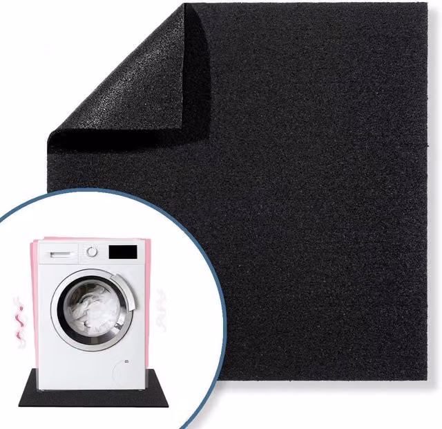Nicoman Anti-Vibration Rubber Mat for Washing Machines and Tumble Dryers, Black, W/D/H: 60 x 60 x 0.8 cm – 9