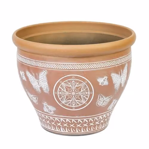 YouGarden Papilio Butterfly Design Planters, Set of 2 Brown Plastic Pots, Diameter: 30 cm