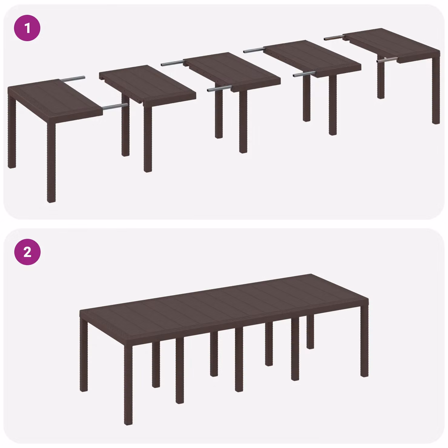 Berkfield Home Brown Poly Rattan Garden Table, W: 250 cm, D: 100 cm, H: 73 cm – 5