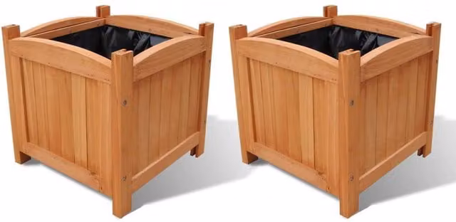 Berkfield Home Wooden Raised Bed Set of 2 in Brown, W/D/H: 30 x 30 x 30 cm – 1