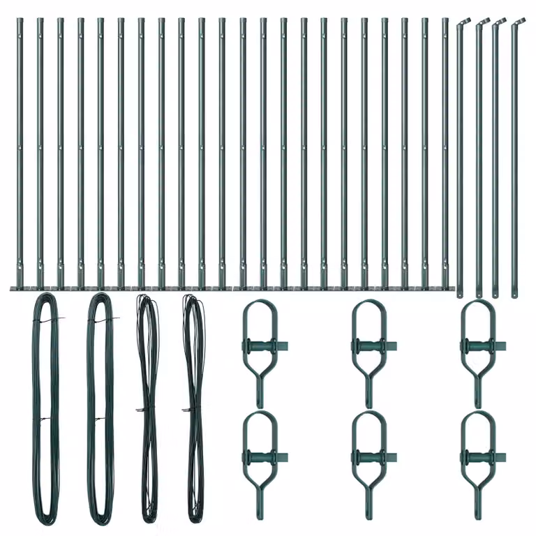 Berkfield Home Green Concrete and Metal Square Fence Posts, Set of 26, W/D/H: 3.2 x 3.2 x 90 cm