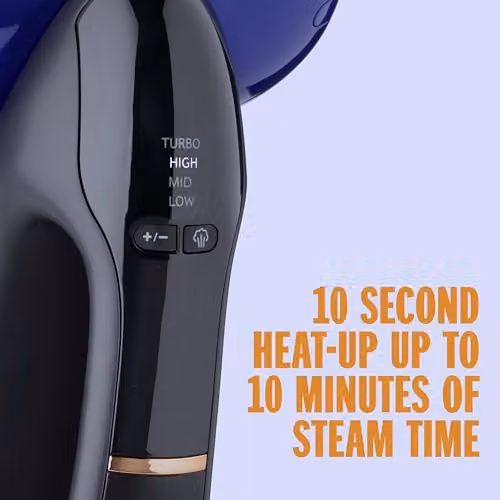 Conair 2-in-1 Handheld Clothes Steamer and Iron with 250ml Detachable Water Tank, Black/Blue, GS108U – 2