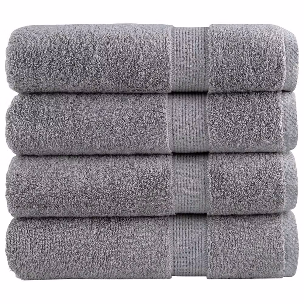 Berkfield Home SOLUND Premium Cotton Terry Hand Towels, 4 Pack, Grey, W: 50 cm x L: 100 cm, 600gsm – 2