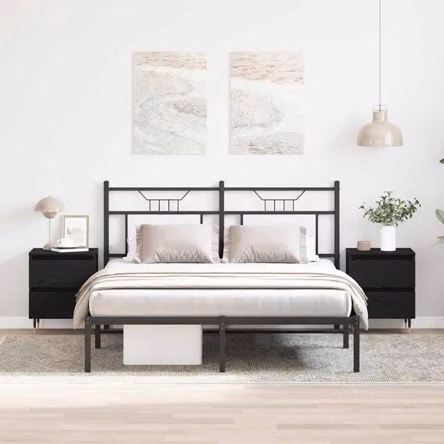 Berkfield Home Set of 2 Black Oak Bedside Cabinets, W/D/H: 40 x 35 x 50 cm – 1