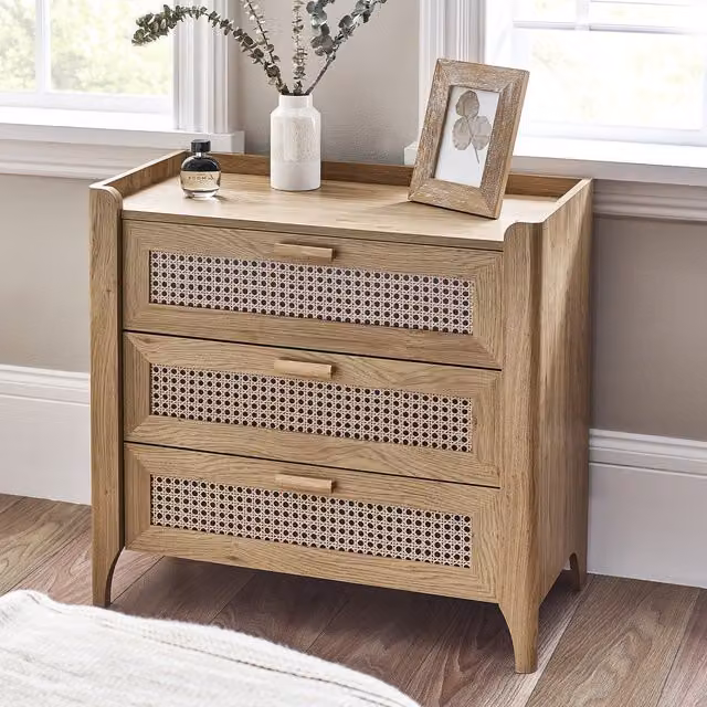 Julian Bowen Boho Rattan Wood Drawer Chest in Brown