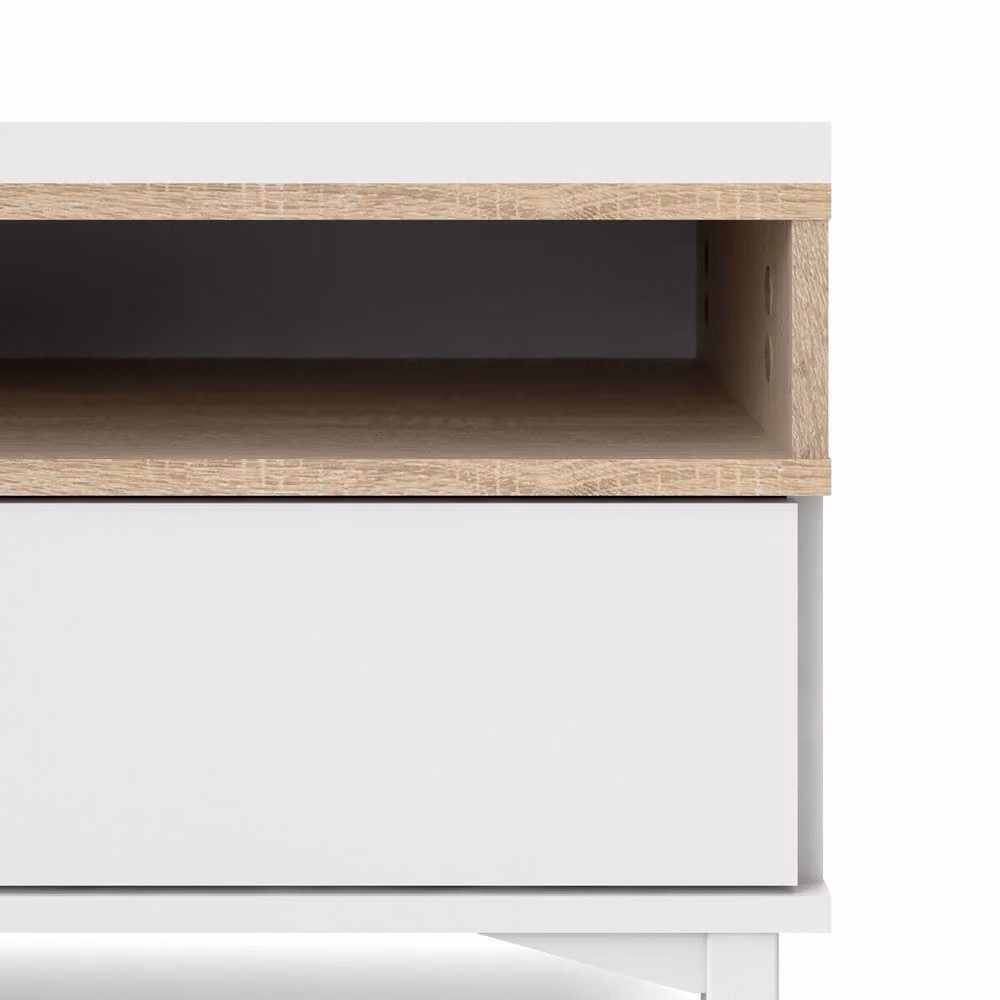 CALICOSY April White TV Unit with 1 Door, 3 Drawers and 2 Shelves, W: 156 cm, D: 48.25 cm, H: 48.2 cm – 4