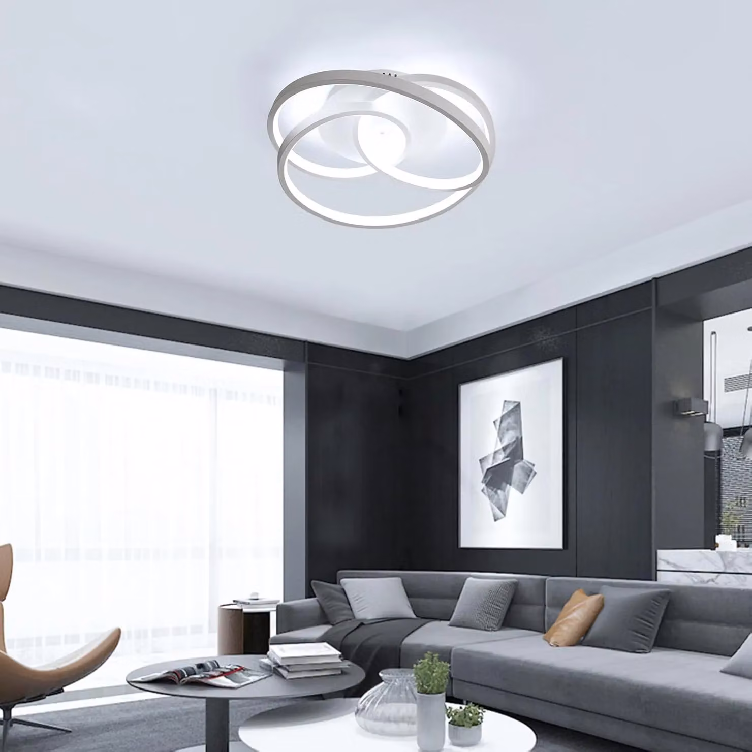 Pheashine Modern LED Ceiling Light, 40W, 6500K Cool White, White – 3