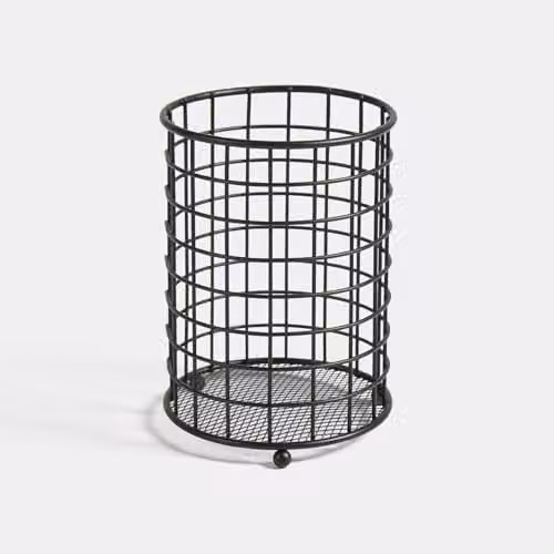 OHS Black Metal Freestanding Kitchen Utensil Holder and Anti-Slip Cutlery Organiser, H 18.0 x W 13.0 x D 13.0 cm – 3