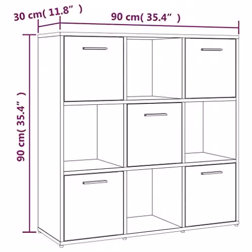 vidaXL Modern Book Cabinet in Smoked Oak, W/D/H: 90 x 30 x 90 cm – 3