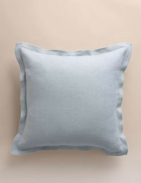 M&S Pure Linen Square Cushion in Pale Blue