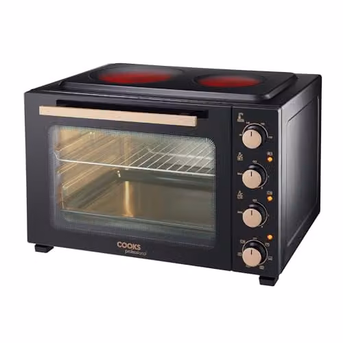 Cooks Professional Mini Portable Oven with Ceramic Hobs, Black and Copper, 48L Capacity – 1