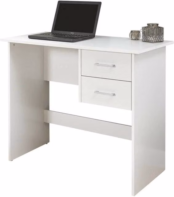 FORGEVIO Modern White 2 Drawer Writing Desk and Dressing Table