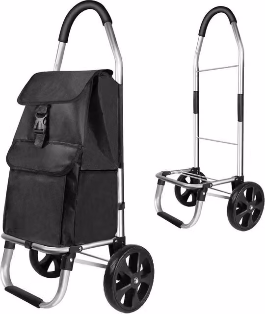 FLAVORA Lightweight 2-Wheel Folding Shopping Trolley in Black – 1