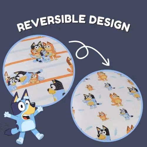 Dreamtex Bluey Reversible Pure Cotton Duvet Cover and Pillowcase Set, Blue and White, W/H: 137 x 198 cm – 3
