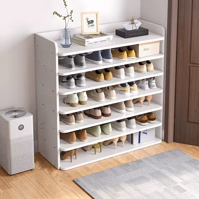 Living and Home 7-Tier Shoe Rack Cabinet in White, Width: 82 cm