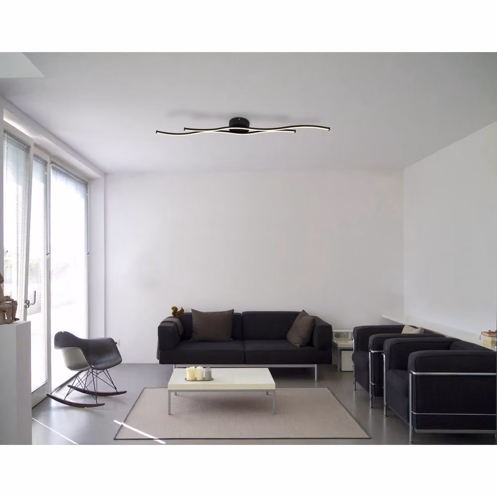 Netlighting Boyd Semi Flush Ceiling Light in Matt Black with 2x Warm White LED 3000K – 2