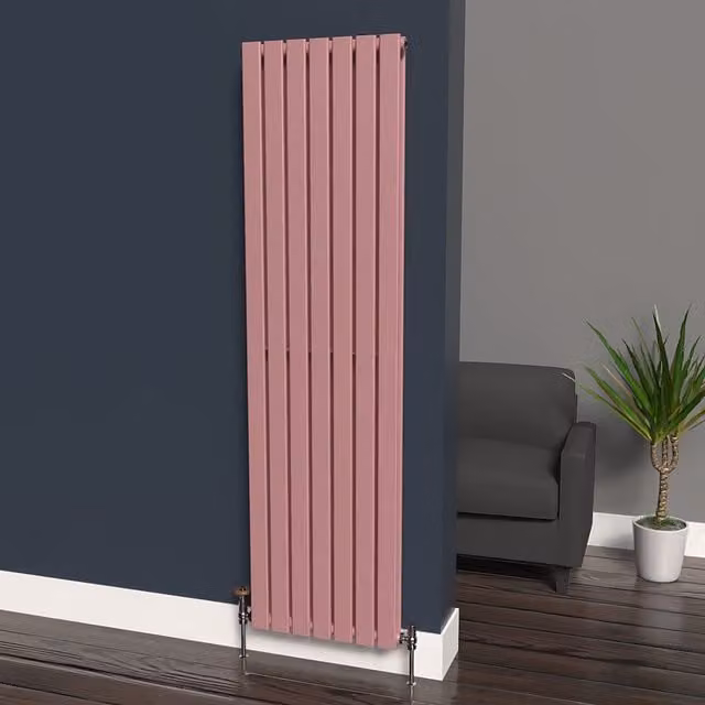 Lux Heat Flat Coloured Vertical Steel Radiator in Pastel Pink, H 180 cm x W 49 cm