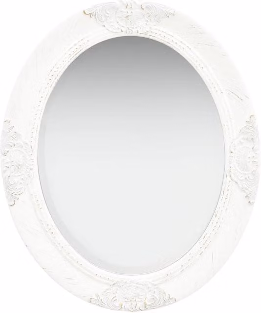 Berkfield Home Antique Baroque Style Rectangular Wall Mirror, White, W: 50 cm, H: 60 cm