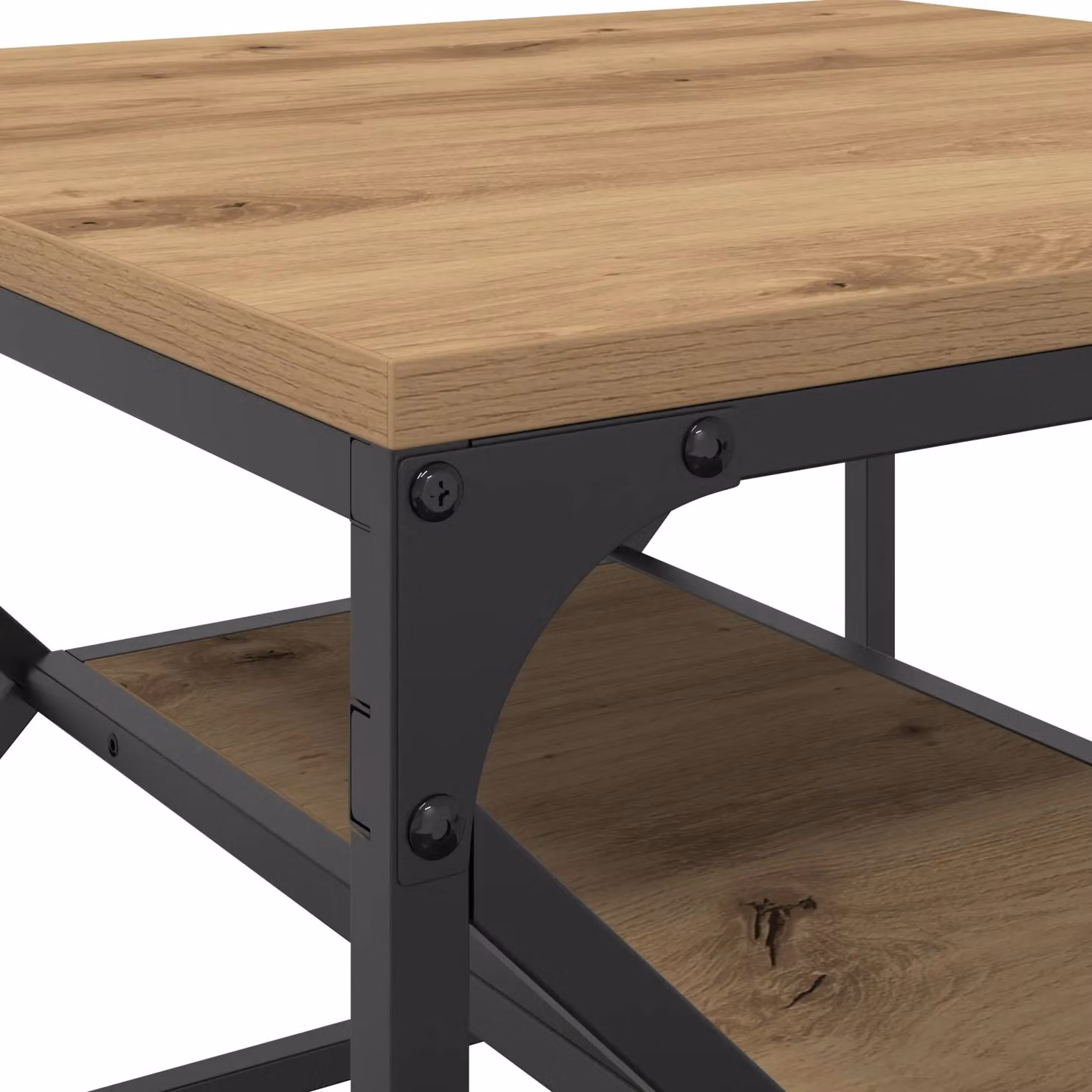 Berkfield Home Artisan Oak Coffee Table with Shelf in Brown, W/D/H: 51 x 50 x 40 cm – 4
