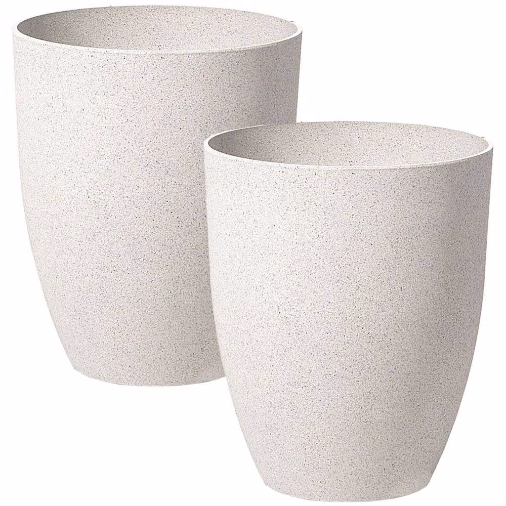 Wyld and Coco White Polyresin Planter Set of 2 for Indoor and Outdoor Use – 2