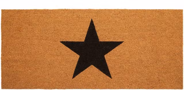 Interiors by Premier Custom Shape Star Doormat in Black and Brown with Coir and PVC Non-Slip Base
