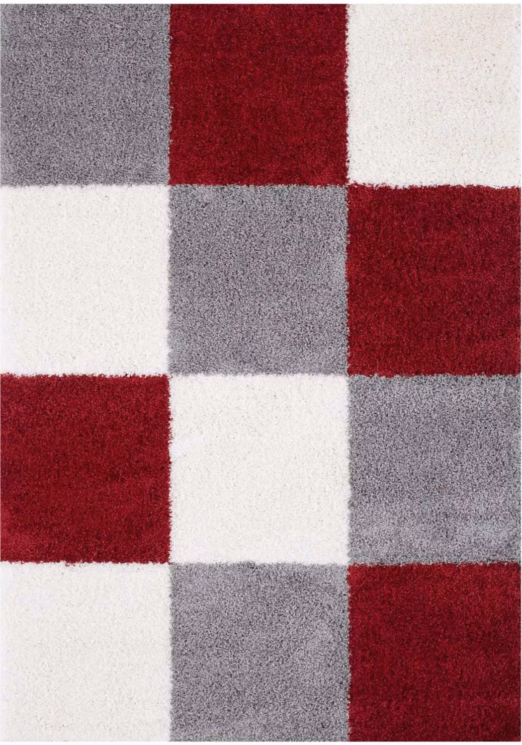 THE RUGS Soft Check High Pile Shaggy Rug Red Multicolour W/D/H: 80 x 300 x 3 cm – 2