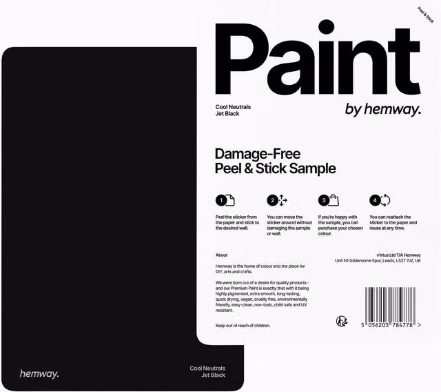 Hemway Matt Chalk Paint A5 Sample in Jet Black