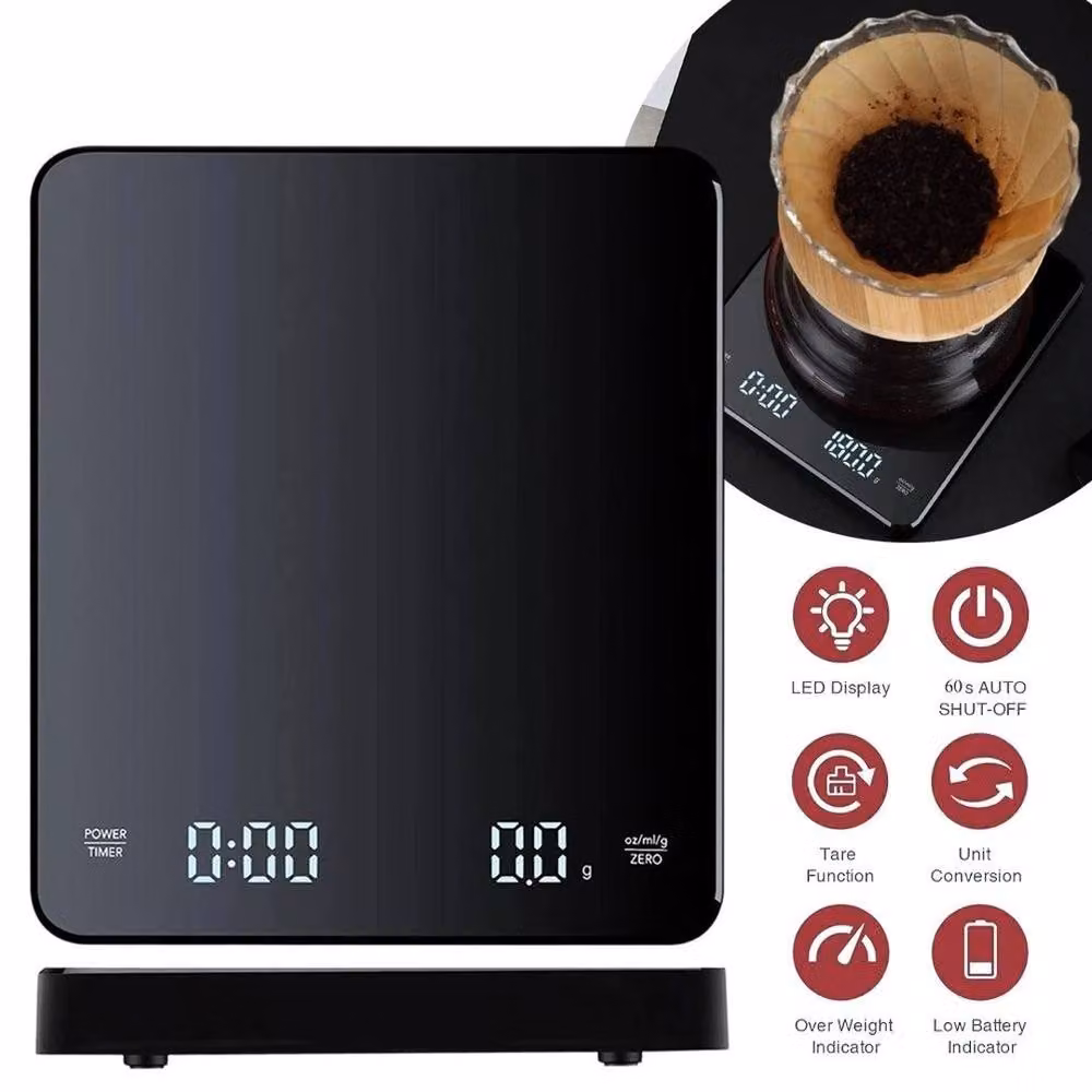 FLAVORA Digital Electronic Coffee Scale with Timer and Digital Display in Black – 6