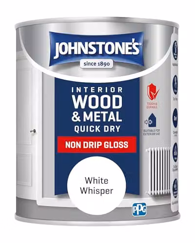 Johnstone's Quick Dry and Non Drip Gloss Paint for Wood and Metal, White, 750ml – 3