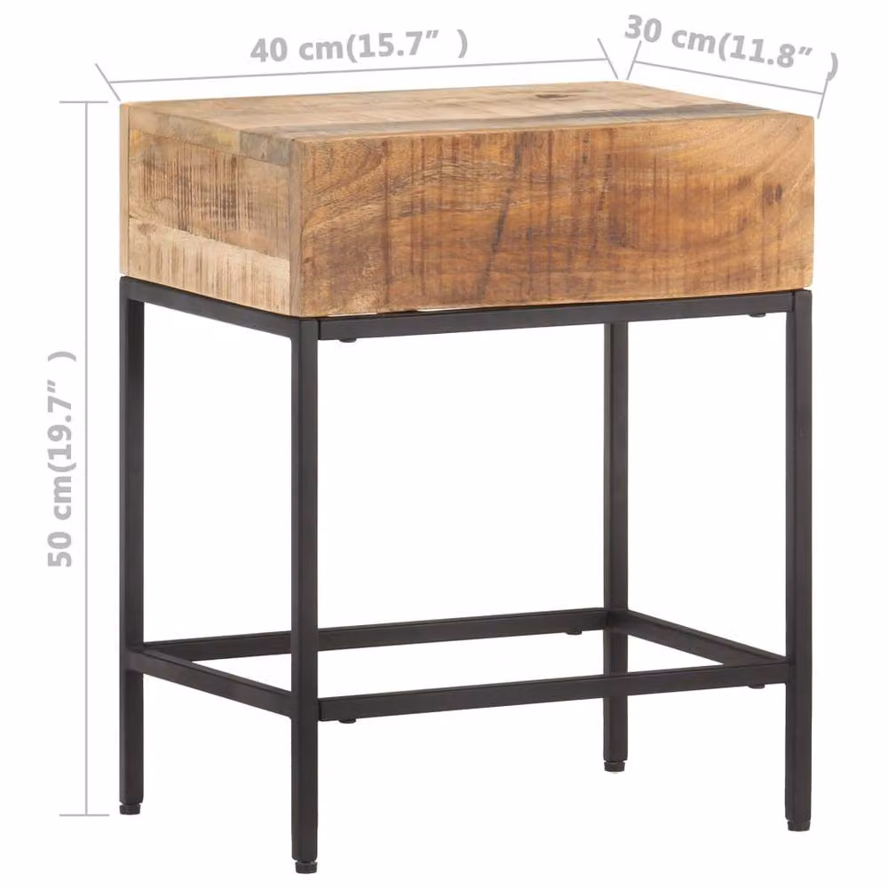 Berkfield Home Side Table in Brown Solid Mango Wood, W/D/H: 40 x 30 x 50 cm – 3