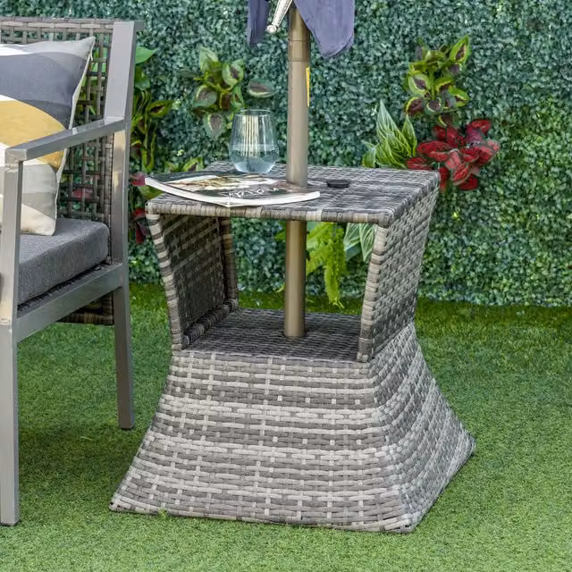Outsunny Modern Rattan Wicker Coffee Table in Mixed Grey
