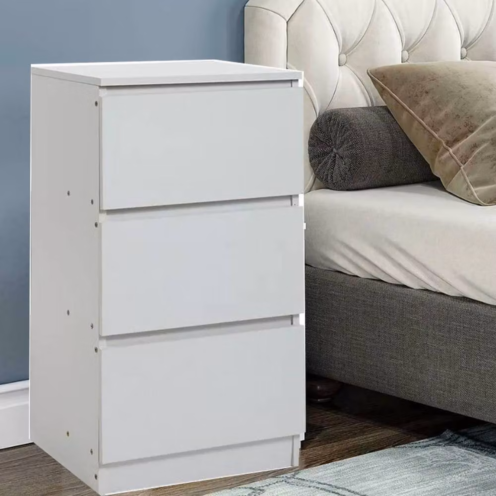 FORGEVIO Modern Bedside Table with Drawers in White – 4