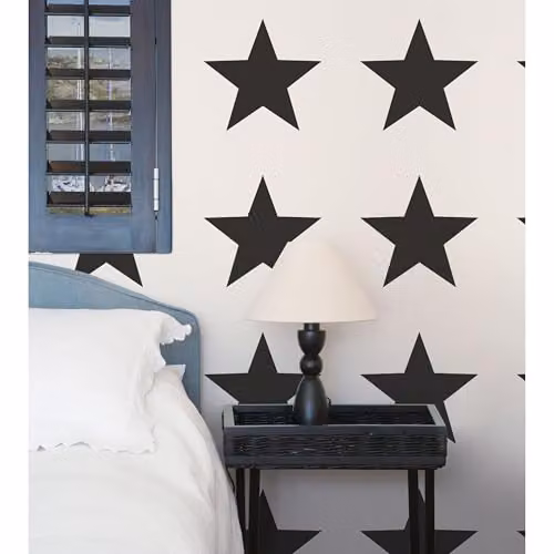 Galerie Deauville 2 Large Stars Geometric Abstract Wallpaper in Black and White