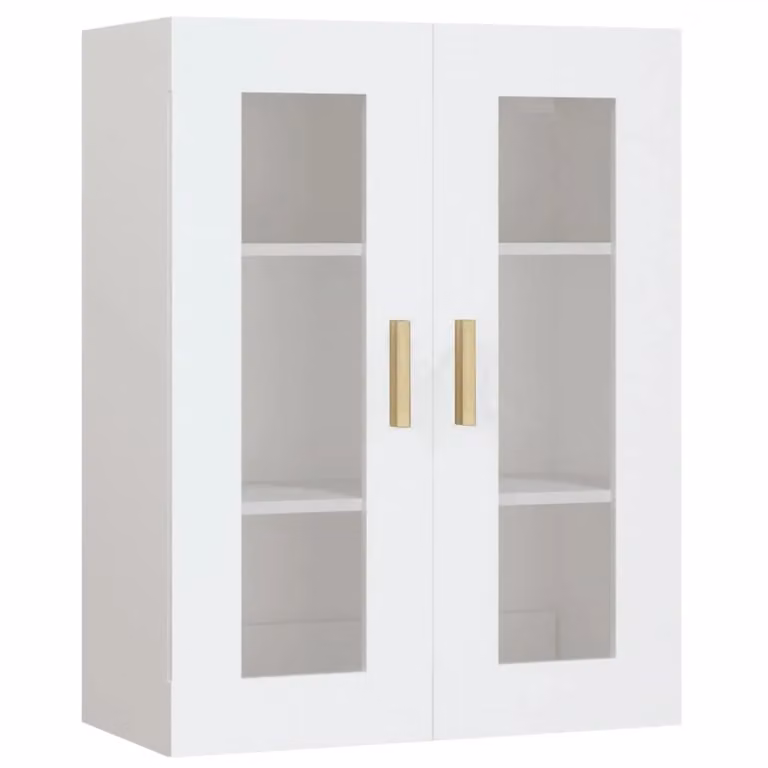 Berkfield Home White Wall Mounted Hanging Cabinet with Glass Doors and Internal Shelves W/D/H: 69.5 x 34 x 90 cm