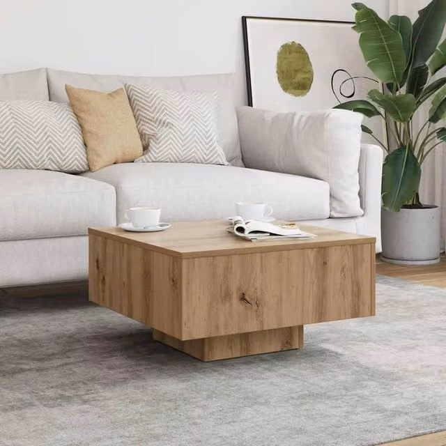 Berkfield Home Artisan Oak Coffee Table in Brown, W/D/H: 60 x 60 x 31.5 cm