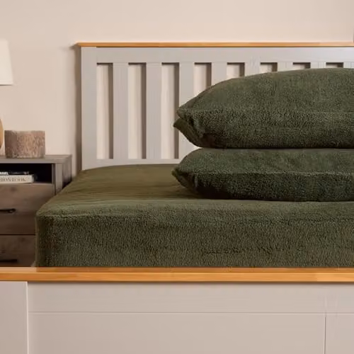 OHS 4 Pack Teddy Fleece Pillowcases, Green, W/D/H: 50 x 75 cm – 2