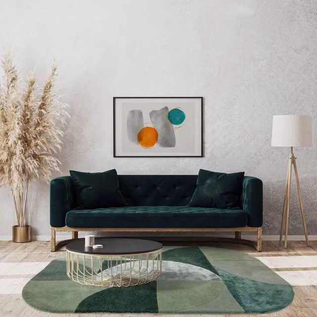 The Rug Shop UK Green Handmade Geometric Abstract Wool and Viscose Rug W: 200 cm, D: 300 cm – 1