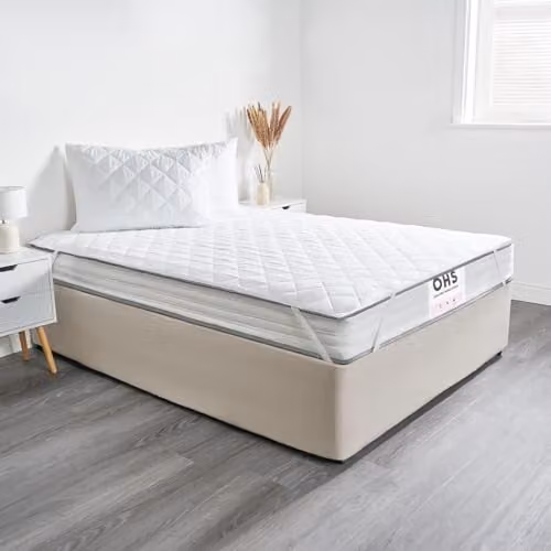 OHS Pinsonic Soft Quilted Mattress Topper, White, W/D/H: 90 x 190 x 3.5 cm