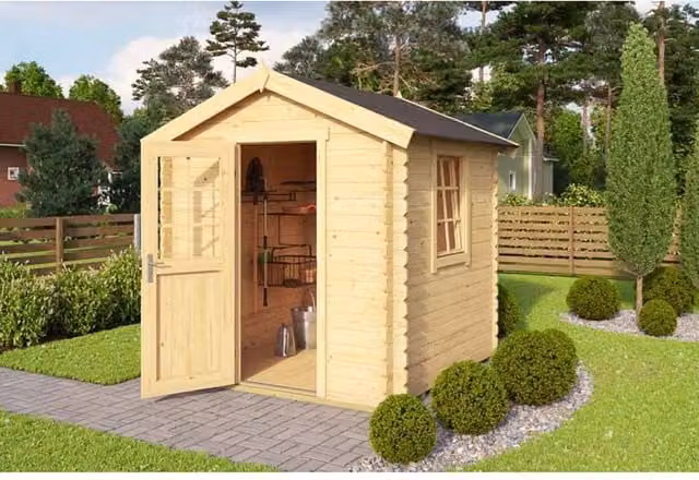 Lasita Maja Ltd Wels 1-Log Cabin Garden Room and Home Office in Tan, W: 220 cm, D: 231 cm, H: 233.7 cm – 1