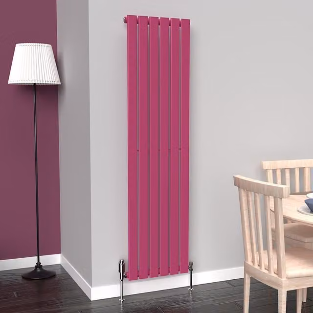Lux Heat Flat Coloured Vertical Radiator in Pink, H 160 cm x W 42 cm