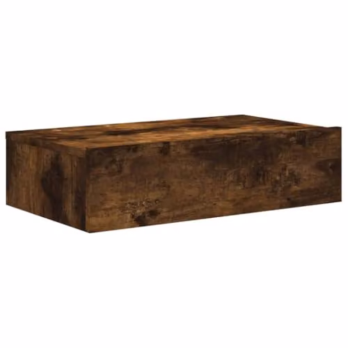 vidaXL Modern TV Cabinet with LED Lights in Smoked Oak, W: 60 cm, D: 35 cm, H: 15.5 cm