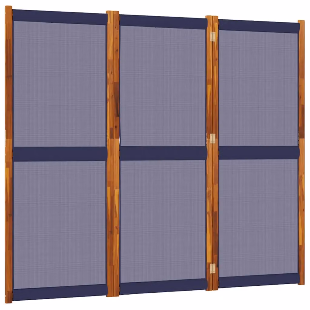 Berkfield Home 3-Panel Acacia Wood Room Divider in Dark Blue, H 210 cm x W 180 cm – 2