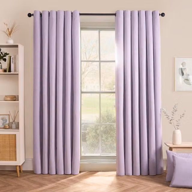 OHS Pair of Purple Blackout Eyelet Curtains, W/H: 116 x 183 cm