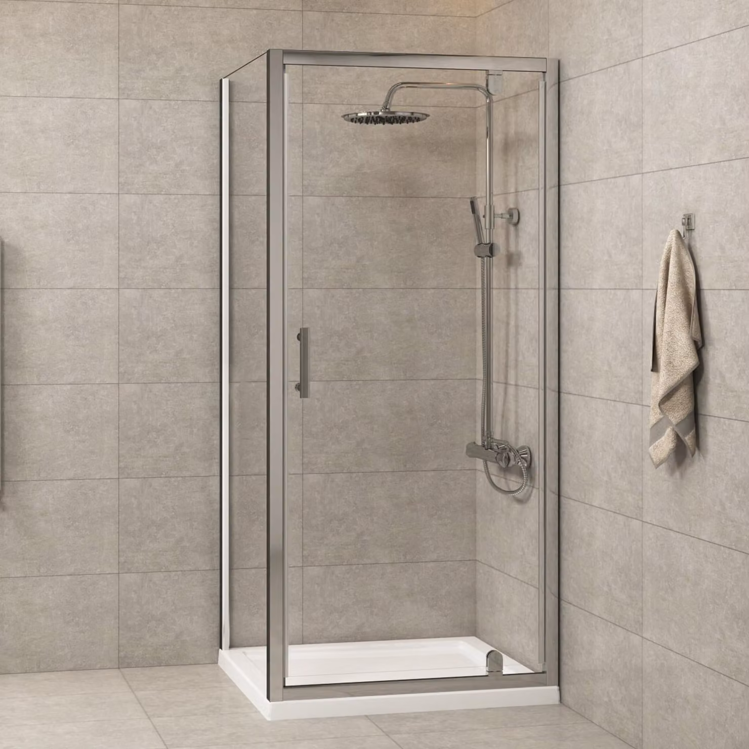 Royal Bathrooms Cube Rectangular Pivot Door Shower Enclosure with 6mm Glass, Silver, W: 80 cm, H: 76 cm