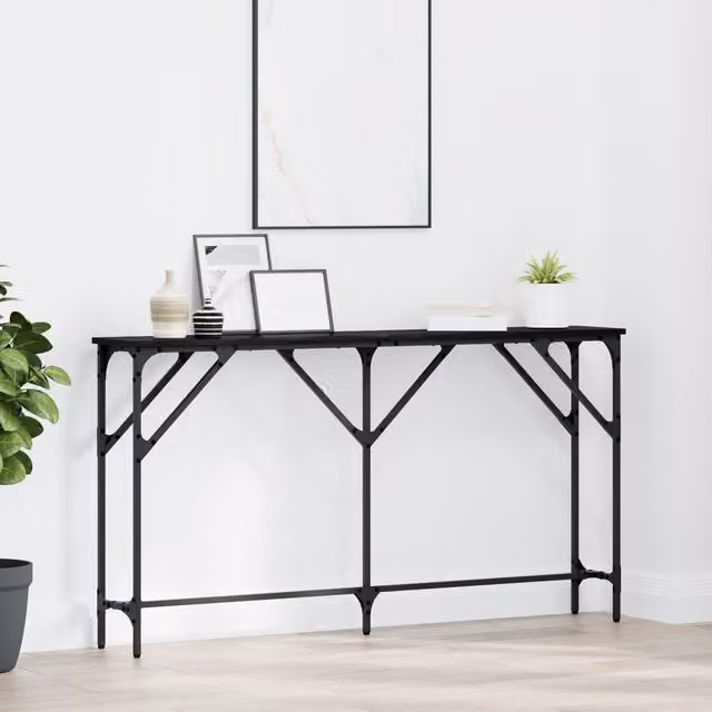 Berkfield Home Black Oak Console Table W/D/H: 140 x 23 x 75 cm