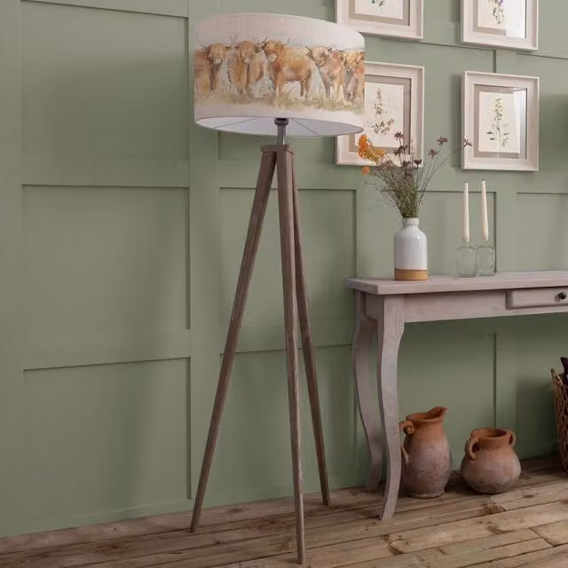 Voyage Maison Aratus Floor Lamp with Highland Eva Cattle Linen Shade in Multicolour – 1