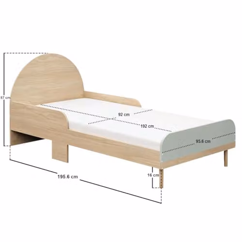 Flair Furnishings Noah Single Curved Headboard Bed in Oak and Green – 2