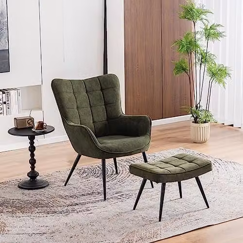 More4Homes Vera Grey Velvet Accent Armchair with Footstool and Metal Legs – 2